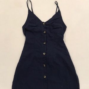 Never Worn Orsle Navy Linen Mini Tie-back Dress, S